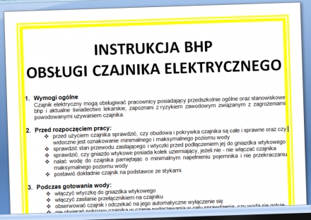 Instrukcja BHP obsługi czajnika elektrycznego