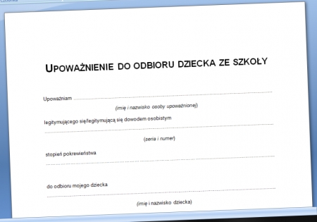 Upoważnienie do odbioru dziecka ze szkoły wzór - Procedura w Firmie