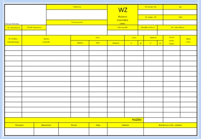 Druk WZ Excel