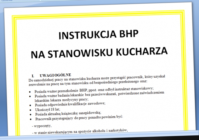 Instrukcja BHP Kucharz
